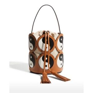 Rebecca Minkoff Yin Yang Graphic Leather Cutout Bucket Bag in Caramello